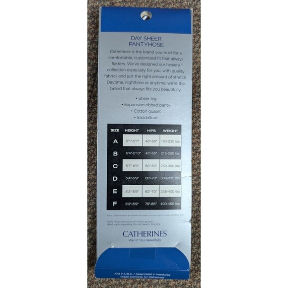 Catherine's Day Sheer Pantyhose Beige Color B Ribbed Panty 215-275 lbs - Picture 4 of 7